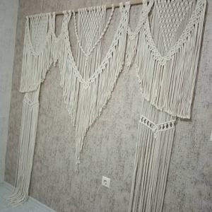 Handcrafted Bohemian Cotton Curtain Living Room <b>Wall</b> Hanging Wedding Backdrop with Rattan <b>Frame</b> Vertical Pattern for Home Decor - Product Image 3