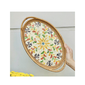 Cesta de Mimbre Tejida de Colores - Bandeja Individual de Lujo Hecha a Mano para Decoración de Sala de Estar, Cocina y Alimentos - Product Image 4