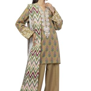Traje de Tres Piezas Shalwar Kameez con Jacquard para Mujer, Ropa Étnica de Diseñador, Conjunto de Vestido Formal con Dupatta de Organza y Pantalón - Product Image 3
