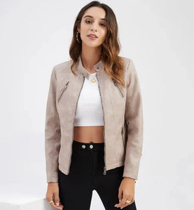 Chaquetas de Mujer Personalizadas con Cremallera Completa, de Cuero Genuino, Tejidas, Resistentes al Viento y Ecológicas - Precio de Mayoreo de Alta Calidad, Colores Personalizados - Product Image 2