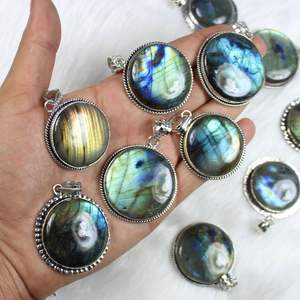 Belle qualité lisse poli à la main multi-labradorite collier de pierres précieuses Style bohème Designer Collet pendentif bijoux - Product Image 6