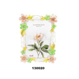 4x6 pouces Floral Design Metal Photo Frame HD Glass Iron Tabletop Home Decorative Gift Ideas (Flowers2) - Product Image 1