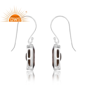 Latest Selling 925 Sterling Silver Natural Smoky Gemstone Dangle Earrings Trendy Wedding Engagement for Certified Women's - Product Image 4