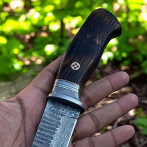 Cuchillo de Camping KBS GOODS, Hoja de Acero de Damasco Personalizable, Mango de Madera de Nogal, Alta Calidad, Hecho a Mano, 12 Pulgadas, Grado Industrial, 3 Años - Product Image 6