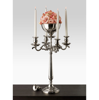 Candélabre de luxe moderne à 5 bras, en verre noir métallisé décoré, style art unique, avec bougeoirs, pour centre de table de mariage