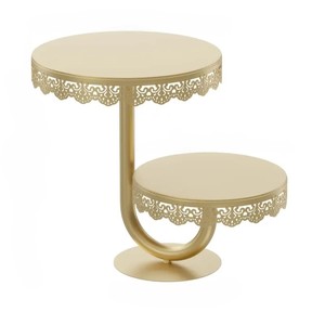 Venta superior Metal Gold Round 2 Layer Cake Stand para restaurante Hotel Wedding Decor en precio bajo - Product Image 4