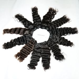 100% Extensions de cheveux Remy vierges naturelles Temple indien vague d'eau profonde vietnamienne crue non traitée vague lâche Type de cheveux raides - Product Image 2