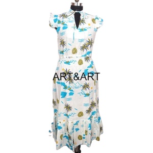 ชุดเดรสผ้าฝ้ายลายดอกไม้สไตล์เกาหลีสำหรับผู้หญิงชุดเดรสฤดูร้อนผ้าฝ้ายแท้แขนยาวพิมพ์ลายดอกไม้สไตล์เกาหลี - Product Image 1