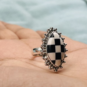 Anillo de Plata de Ley 925, anillo a cuadros, anillo hecho a mano, anillo de plata, anillo de boda, anillo de marquesa de diseñador, anillo bohemio, anillo de boda - Product Image 4