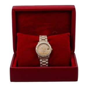 Best Quality Luxury Quartz Antique <b>Charm</b> Heavily Customized Two Tone Moissanite Diamond Red Arabic Numeral Dial 41mm Dial Watch - Product Image 2