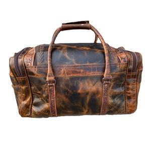 Sac de voyage unisexe de style bohème de qualité supérieure, en cuir véritable fait à la main, avec fermeture éclair, bandoulière, durable, pour les voyages, la salle de sport, l'usage quotidien, printemps - Product Image 3