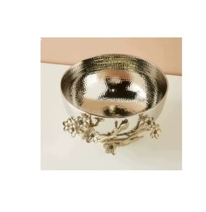 Ensemble de 2 bols de service modernes pour la maison, hôtel, restaurant, dattes, fruits, couleur argent, plat à salade et plateau en métal au design moderne - Product Image 1