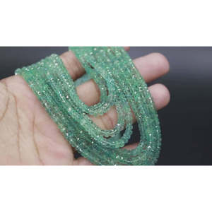 Collar de cuentas finas facetadas de esmeralda zambiana en forma de rondel de 2.5-3.5 mm, hebras completas en capas - Product Image 3