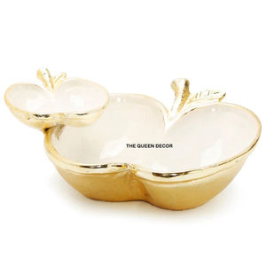 Two Difference Size Aluminum Metal Marble Base Embossed Hammered Gold Finish Decorative <b>Bowl</b> Modern Kitchenware - Product Image 6