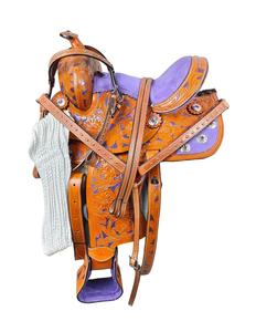 Juego de sillas de montar de cuero genuino de primera calidad, combinación perfecta para carreras de inglés de resistencia occidental para montar a caballo - Product Image 1