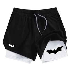 Bat Print 2-in-1 Men's Sports Breathable Quick-Drying Summer Shorts with <b>Phone</b> Pocket Gym Workout Running Shorts Cycling Shorts - Product Image 2