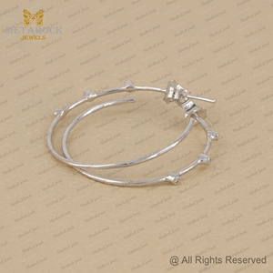 Boucles d'oreilles en or blanc massif 14 carats bijoux en diamant pavé blanc naturel cadeau pour elle boucles d'oreilles créoles faites à la main bijoux de mariage - Product Image 4