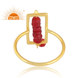 ธรรมชาติทับทิมตั้งทอง925เงินสเตอร์ลิงสี่เหลี่ยมเสน่ห์แหวนผู้ผลิตเครื่องประดับอัญมณีมีค่า - Product Image 4