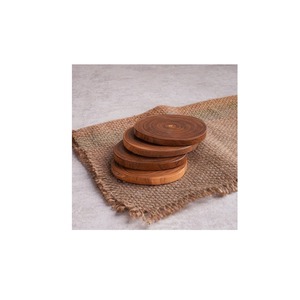 Wooden coaster <b>set</b> for <b>tea</b> coffee <b>cups</b> dining table kitchen office home decor natural finish handcrafted ecofriendly - Product Image 5