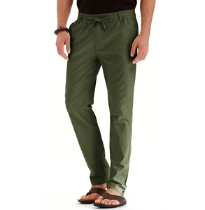 Vente en gros de pantalons décontractés pour hommes en pure laine tricotée gris et vert à carreaux avec poche et cordon de serrage - Product Image 6