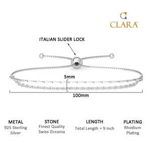 Pulsera de tenis con diamantes de corte princesa y perlas, plata pura 925 con baño de rodio - Product Image 6