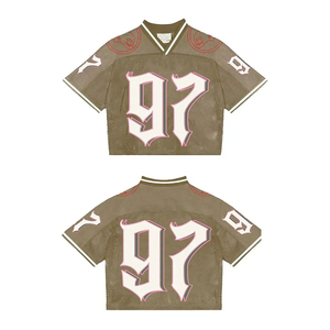 Top Notch Qualité Crop Surdimensionné Vintage Boxy Fit Hommes T-shirts Streetwear Américain Boxy Mesh T-shirt Football Maillots - Product Image 3