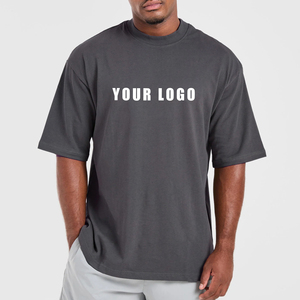 Camiseta de Cuello Redondo de Algodón 100% Pesado para Hombre, Talla Grande, con Logotipo Personalizado Serigrafiado, Ajuste Holgado - Product Image 4