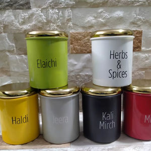 Recipiente para Masala con Tapa Dorada, Tarro Metálico para Almacenamiento de Masala con Elegante Tapa Dorada - Product Image 1