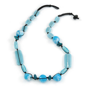 Fancy Handmade Resin Beaded <b>Necklace</b> Natural Stone Blue Colorful Beads Stylish Unisex Fashionable Jewelry <b>Statement</b> Piece Woman - Product Image 4