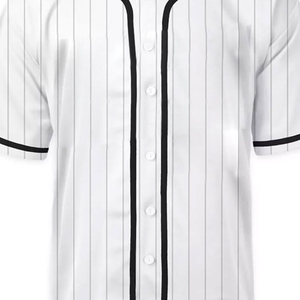 Unisex <b>Baseball</b> Jersey White Pinstripe Short Sleeve Button Front 100% Polyester Breathable Regular Fit All Seasons Apparel - Product Image 3