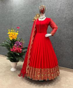 Largo Blanco Tenedor Estilo Negro Dos Piezas Tres Piezas Dupatta Ropa Modesto Sari Vestido - Product Image 3