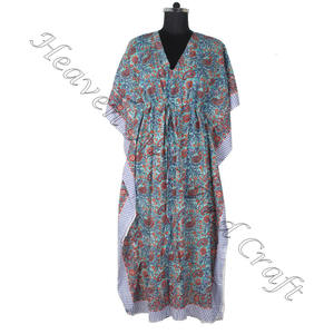 2025 playa tamaño libre 100% algodón mujeres Batwing largo Kaftan vestido fabricante de ropa de mujer diseñador indio algodón Kimono largo - Product Image 4