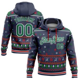 Direct Industry Wholesale 3D Embroidered Custom Stitched White <b>Red</b>-Kelly Green Christmas 3D Sports Pullover <b>Sweatshirt</b> Hoodie - Product Image 3