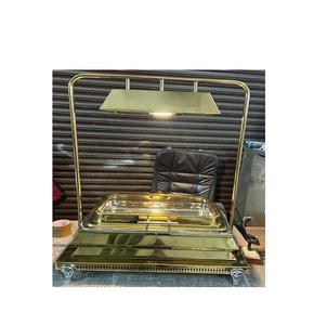 Plat de service élégant en acier inoxydable doré Art Déco pour traiteur, mariages, hôtels – Équipement de maintien au chaud durable – DESIGN ÉLÉGANT - Product Image 1