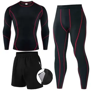 Kaus Otot Lari 2023 Celana Pendek Legging Ketat Kompresi Setelan Yoga Set Pakaian Fitness Gym Pakaian Olahraga untuk Pria/Wanita