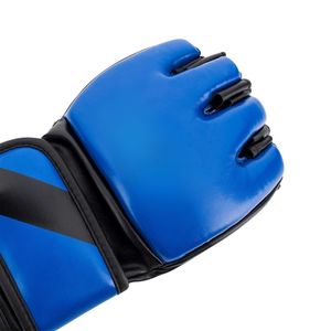 ถุงมือครึ่งนิ้วสีน้ำเงินหนังสีดำระบายอากาศถุงมือศิลปะการต่อสู้การจัดการแข่งขันการต่อสู้แบบมืออาชีพ - Product Image 6