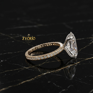 แหวนหมั้นเพชรทรงรี 3.00 กะรัต เพชรเลี้ยงในห้องปฏิบัติการ ทอง 14K รับรองโดย IGI แหวนเจ้าสาวแบบวงแหวนซ่อน ของขวัญวันครบรอบ - Product Image 1