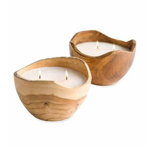 Bol à bougie rond en bois de manguier finition naturelle pour la décoration de la maison et les cadeaux de mariage - Product Image 6