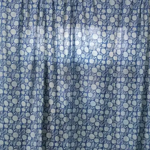 Rideaux et cantonnières indiens imprimés en coton à fleurs bleues, style moderne, ombrage léger, rideaux toutes saisons pour chambres - Product Image 1
