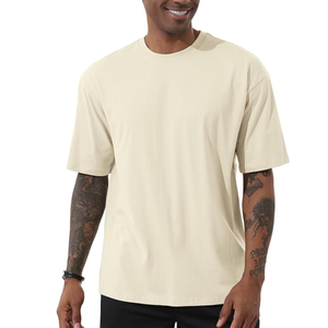 Camiseta pesada de gran tamaño de algodón 100% de alta calidad, camiseta pesada con estampado personalizado, camiseta lisa en blanco para hombre a bajo precio - Product Image 1