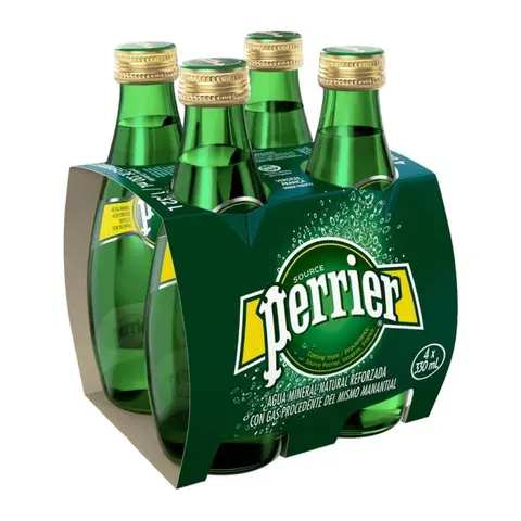 Garrafa de vidro de água mineral Perrier Limão água mineral gaseificada água natural pura Perrier