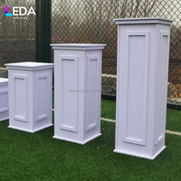 LEDA Colonne romaine carrée détachable en PVC blanc, socle de présentation pour événements de mariage, support floral