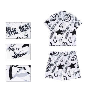 Ensemble d'été tendance de marque Style Graffiti Ensemble de sport décontracté Chemise ample Short Ensemble deux pièces pour hommes - Product Image 4
