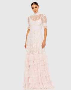 Elegant Half Sleeve Evening Dress Anti-Static Breathable Beaded Hand <b>Embroidered</b> Sequins Full Length Prom Style Plus Size Formal - Product Image 1