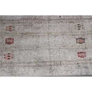 Tapis turc vintage 2,1x12,7 pi (64x388 cm), tapis Kilim blanc brun camouflage - Product Image 4
