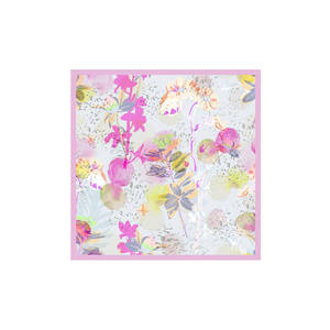 Light Blue Silk Twill Floral <b>Square</b> <b>Scarf</b> Custom Summer Design - Product Image 1
