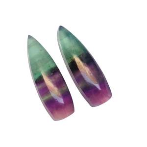 Multi Fluorite Lisse Long Trillion Forme Gemme Loose Matched Pair Stones pour la fabrication de bijoux DIY Designer Crafts - Product Image 2