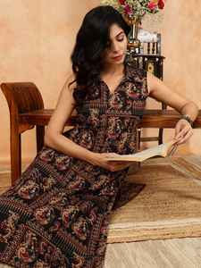 À la mode sans manches longue Kurti élégant col col en V Design femmes indien ethnique tenue usine directe prix de gros - Product Image 2