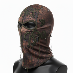Balaclava en polyester extensible de qualité supérieure 300GSM dans des tons rustiques de brun et de vert avec un panneau central avant et un balaclava brodé pour hommes - Product Image 3
