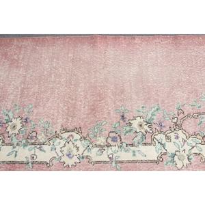 Tapis turc vintage 3x10,3 pieds (92x313 cm), tapis persan en laine rose - Product Image 5